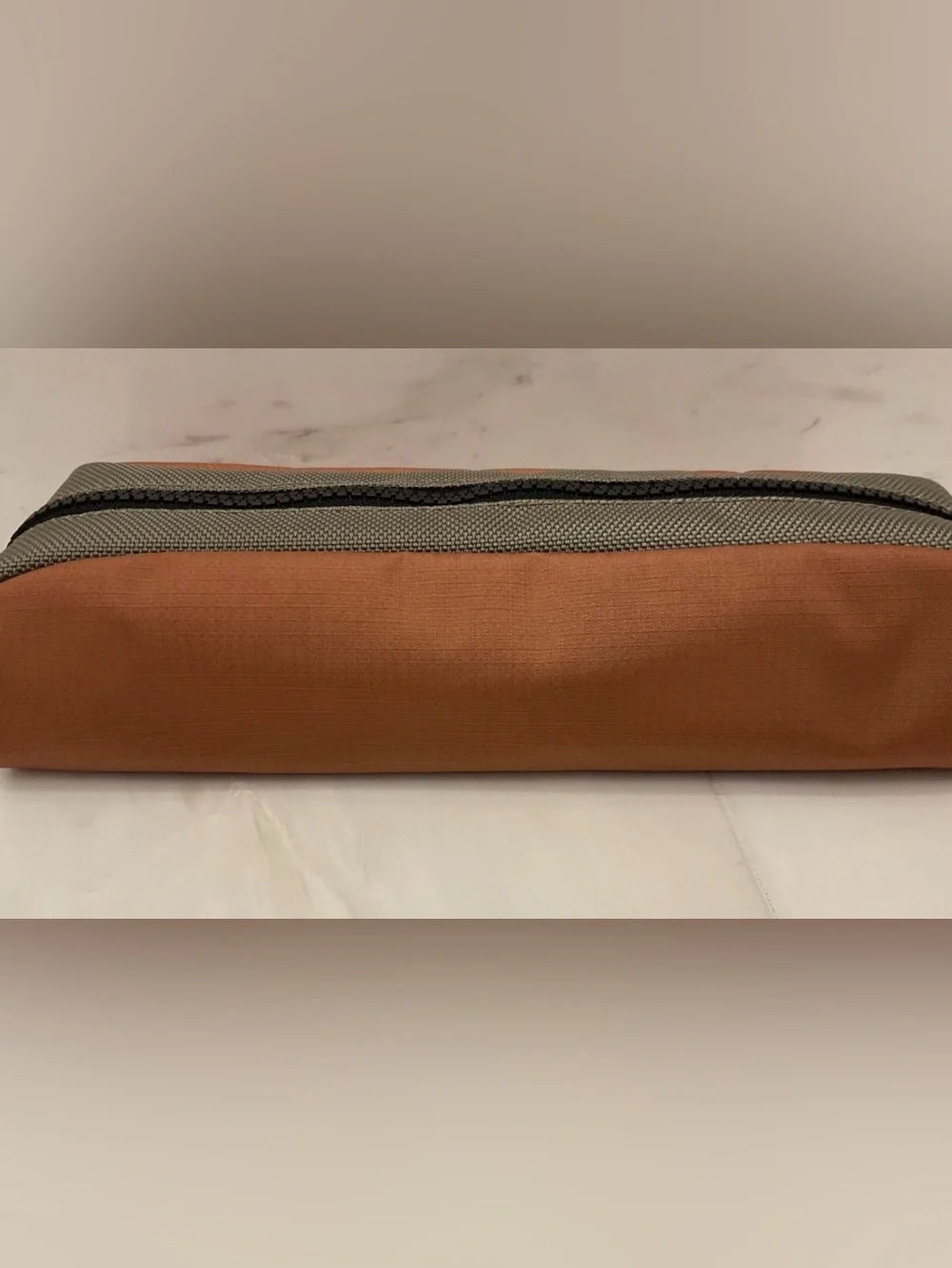 NEW TUMI Ballistic Nylon Zippered Pencil Case Cord Pouch - CIDER ORANGE w/ SAND